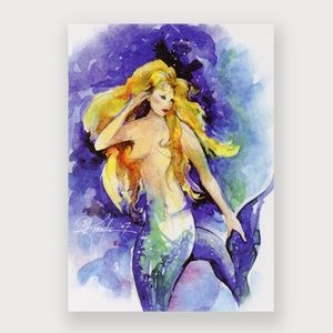 ACEO - Mermaid Print from original painting by Kathy Morton Stanion - Celeste